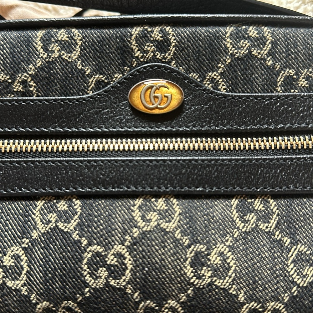 SOLD Gucci Jacquard Black Denim GG Monogram Textured Calfskin Mini Ophidia Bag - Picture 6 of 8